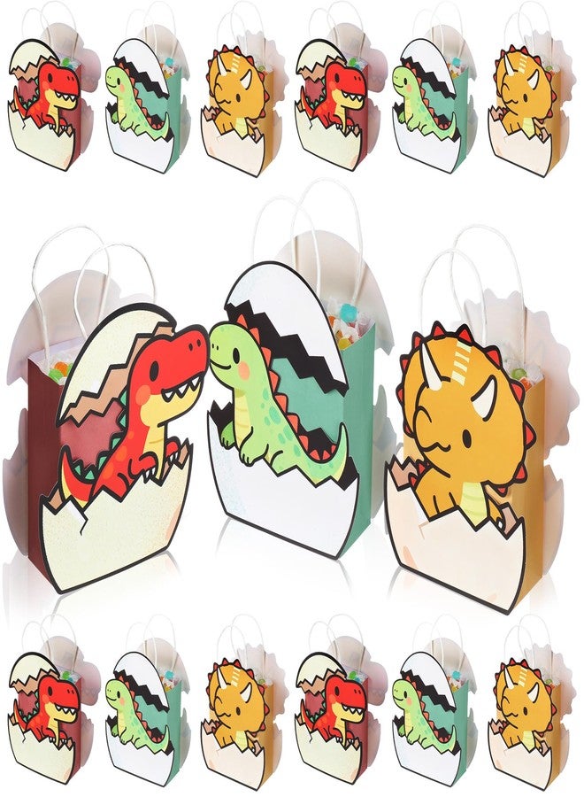 Tosstuki 24 Pcs Dinosaur Party Favor Bags 3D Dinosaur Birthday Gift Goodie Bags with Handles Little Dino Treat Paper Bag for Candy Dino Themed Birthday Party Decorations Supplies - Image 1